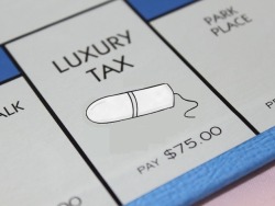 spazbombisspaztastic:  profeminist:  gehayi:  profeminist:  myfeministawakening:  I was inspired by several articles about the Tampon Tax recently and some of the protests against the categorization of tampons as “luxury items,” so I made this up.