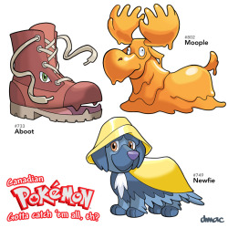 fakemon:  darrencalvert:  Canadian Pokémon emerge from the tall grass.  WOW OK 