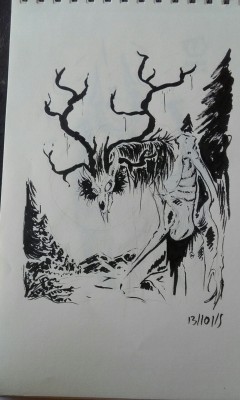 I&rsquo;m on holyday at the sea.  So have a wendigo as inktober :3