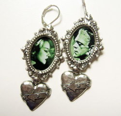 veraeyecandy: Frankenstein Earrings - Monster Earrings - Bride of Frankenstein - Movie Monster Jewelry - Frankenstein Jewelry - Gothic - Kitch Earrings  