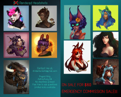 amberharrisart:  Super emergency commissions! I added more examples as well as knocking down the price for a limited time. These will be completed over the course of a few weeks! Please spread the word if you can, I’d really appreciate it! ;_; &lt;3