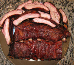 everybody-loves-to-eat:  bbq ribs after the Big Green Egg 5 hour cook by Big Rick Crappy Photos on Flickr. 