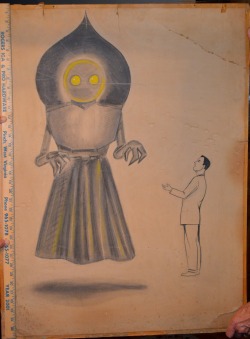 onthegreatsea:  scopi:  The original, iconic drawing of the Flatwoods Monster was recently found by the Braxton County Convention and Visitor’s Bureau. A photo of two of the witnesses posing with this picture appeared in newspapers shortly after the