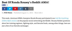 ungoliantschilde:  Ronda Rousey did an AMA session on Reddit.  *http://FunnyOrDie.Tumblr.com makes me giggle*   Is anyone gonna mention how her favorite Pokemon is Mew and she used to moderate a Pokemon message board and play WoW?