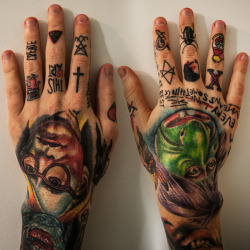 tattoos:  Left hand Nikko Hurtado - Right hand Cecil Porter  Dope