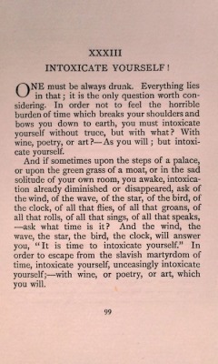 johnmarkgreenpoetry:  Charles Baudelaire - Intoxicate Yourself. 