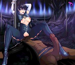 derpixon:  derpixon:  Rodin Dirty Bayonetta gives some sugar. An animation loop featuring Bayonetta and Rodin. This took me awhile because of the complex details in their costumes. Thank you for the patience!  HENTAI FOUNDRY (FLASH) NEWGROUNDS (FLASH)