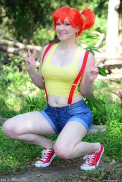 pyramidphotonyc:  nudenerds.tumblr.com nerdygirlsnaked:   Another Misty cosplay strip. Never going to get bored of these. Any followers cosplayed as Misty?     