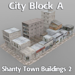 We have a new on for ya by John Hoagland! This is a set of high rise and lower buildings in a square street layout which can be used however your imagination desires.Throw this into Poser 5  and go to town! ;) get it? Click the link for extra info! Shanty