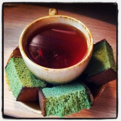 Ginger roobios tea and green tea cake. Best snack.