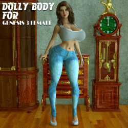   Dolly Body for G3F is a single Slider Morph and  Character preset for Genesis 3 Female. This product was create and  sculpted in zbrush to make a Super Dolly Busty Body Model. Compatible in Daz Studio 4.8 and up! It’s morphin time! Dolly Body For