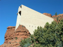 prettyarchitecture:  Chapel of the Holy Cross The chapel was inspired and commissioned by local rancher and sculptor Marguerite Brunswig Staude, who had been inspired in 1932 by the newly constructed Empire State Building to build such a church. After