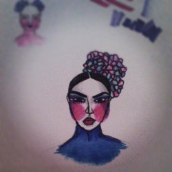 Todays been so unproductive. Having a bit of a Frieda Kahlo five minutes I think   #sketch #colour #face #pink #lips