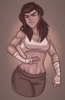 captainhigher:   Workout time with Kuvira and Korra for @ravenbornfighter ~ P.S: Kuvira worked out so hard her hairband ripped.   sexy ladies~ ;9