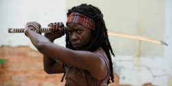 Michonne and her personal weapon of mass destruction, the Katana ~ commonly referred to as a Samurai sword