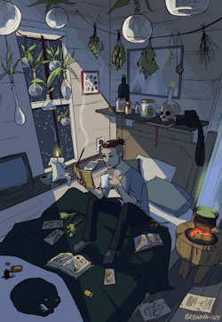 glittertomb:  brenna-ivy:Modern Male Witch Project: MasterpostA personal project that has become very important to me: male witches in their private dens, with their belongings surrounding them that show what kind of person they are and what kind of magic
