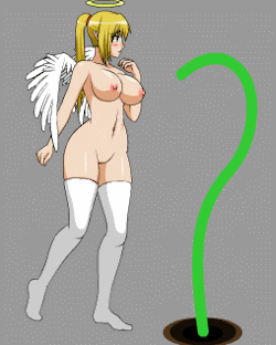Busty blonde angel girl getting her top ripped off by a hentai tentacle monster.