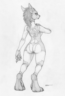 Quick sketch done while slurping up the creative juices dribbling out of my screen from watching a stream &ldquo;worgen booty squeezed into tight form-fitting bodysuit&rdquo; is pretty much my jam  So, zero suit worg