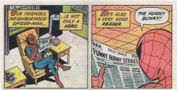 The Funny Bunny story also established an ability not widely discussed in the Spider-Man canon.(reasuringsoldier)my brother and i spent like 10 minutes losing our shit at these panels, thank you