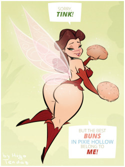 hugotendaz:  Rosetta - The Best Buns - Cartoony PinUp Commission   Easy there Rosetta, you know how jealous Tinkerbell can be :) Commission for https://jabroniville.deviantart.com who asked for Rosetta from the Disney Fairies cartoons. Her voice actress