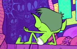 A quick scene from the Teen Titans Go episode Real Magic where Raven Remembers this semi disturbing scene of Beast Boy in his briefs trying to seduce her.