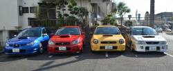 calpan:  redlinerevs:  Almost &ldquo;all the special S20x model imprezas all lined up together, in order, in one place…&rdquo;S201 (classic impreza), S202 (bugeye), S203 (blobeye), S204 (hawkeye)  One of my favorite posts on that sight. S202 forever.