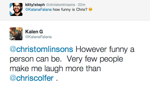 Chris Colfer Tweets - Page 30 Tumblr_n0g4mwPQIL1sg9z6fo1_500