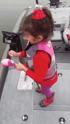 gifsboom:  Video: Little Girl Catches Huge Bass with Barbie Fishing Pole