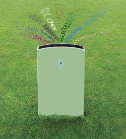 gecko-shoujo: sixpenceee:  E-Tomb is a design concept for a solar powered headstone that stores the deceased’s online presence which can then accessed via Bluetooth by visitors to grave.  Finally I can promo my mixtape even in death 