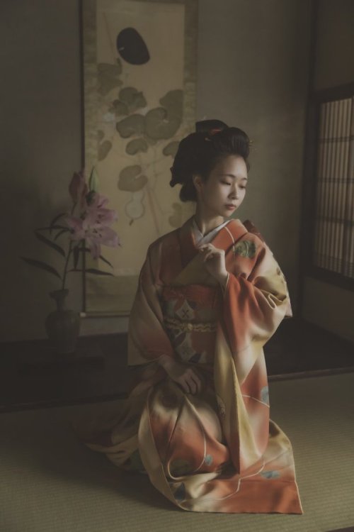 tanuki-kimono:Refined “old Japan” vibe for this kimono photoshoot featuring graceful  @tamacoya_kimono