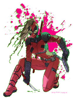 aortdn:  redesign- Lady Deadpool I wanted to give her a look something other than just a girl in current dp’s costume, so I took elements here and there from 90′s dp to Sideshow figure etc. also I figured her hair won’t be that soft and nice :(