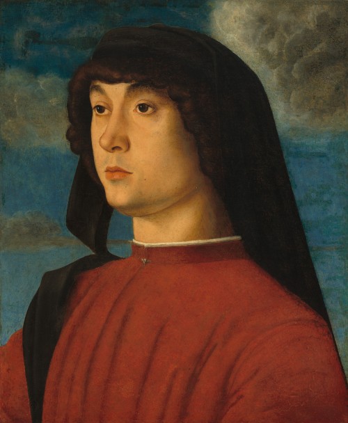 history-of-fashion: ab. 1480 Giovanni Bellini - Portrait of a Young Man in Red     (National Gallery of Art, Washington)   