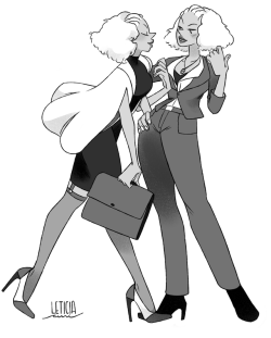 weirdlyprecious:  Human Sardonyx(es?)as lawyers ready to go on their lunch date I really don’t feel like coloring this, but at the same time, I don’t believe it needs colors? It has been a long time since I did a black and white pic. Also, Leticia