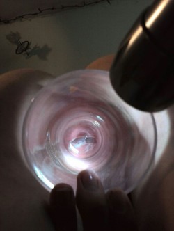 sexkitten312:  Using a flashlight. Got the glass way further in this time.  Always be careful with glass - personally I avoid it since it can break, however, that is a spectacular resulting gape. Sometimes a hard unyeilding toy has it&rsquo;s uses. 