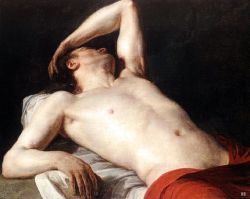 hadrian6:  Reclining Semi Nude Male.1792.  Charles Toussaint Labadye. French 1771-1779. oil/canvas. http://hadrian6.tumblr.com