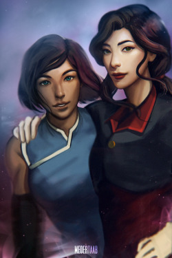 medertaab:  Work in progress crop from a new team Avatar image I’m working on. I hope you will like it when I finish and post it! :) I’ve been screaming about Korrasami on all my social media and in real life for several days now.  &lt;3 &lt;3 &lt;3