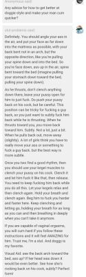 slut-solutions:  slut-solutions: Hey Jenni. I don’t know if you can see this long screen shot of your tips on how to ride doggy style back from Slut-Problems. If you can’t, I can send it again in separate shorter screenshots. Much love x - Hey, thanks!