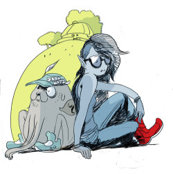 Marceline and Jake by guest storyboard artist/writer Brandon Graham  I took a break from trying to finish these Adventure time boards to draw Jake and Marceline.  Jake is sporting a Jadakiss hat “K I and two of them swirl things” Because raps.