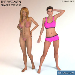 SFD is at it again!  Need  some new female shapes for your collection? This product comes with 6  different female shapes for Genesis 3 Female. Whether a slim or  well-shaped sexy female or a voluptuous lady, these shapes offer a wide  variety.  Works