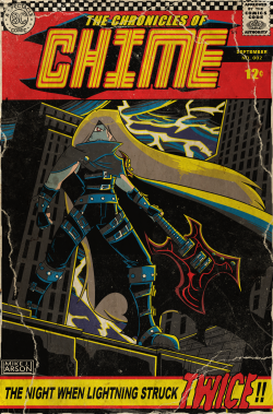 This was commissioned by this person right here, and she wanted me to make a vintage comic cover of her character, Chime. Was kinda fun to make, but coming up with the tag line at the bottom was the hardest part. ^^U
