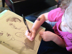 sosuperawesome:  Mum draws the faces, daughter draws the bodies.. Lovely blog post about collaborative art here Their print shop here 