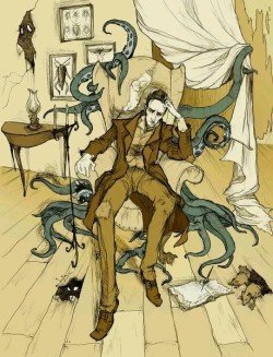 twenty1-grams:  H.P. Lovecraft Art Print by Abigail Larson - you can buy it here