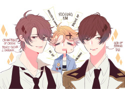 middlemyst:  stella’s fave mobile otoge boys! ^ q ^don’t worry yoosung, you’re still my no. 1! &lt;3  