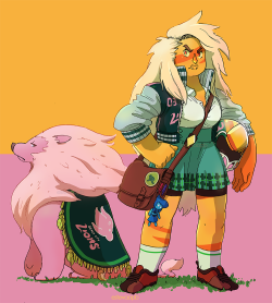 estevaopb:  Bonus, Lion the school mascot! He mysteriously appeared on the school´s football field, a bit after the old mascot had to leave with a first year teacher. He´s calm and docile enough, but don´t like Jasper very much. Jasper is the captain