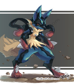 lilkalli-arts:  Painted over the Lucario Sketch Art by Reli (aka lil-kalli) 