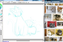 Drawin&rsquo; Cyclonyan and Tailgate-nyan on my new Cintiq. Kitties!!!  Cyclonyan = Persian? Tailgate-nyan = Munchkin