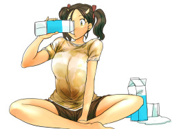 Hataraki Ari FUN FACT: Non-organic milk actually contains trace amounts of bovine growth hormone, which can actually cause breasts to grow. Don&rsquo;t go organic, grow bigger boobs!