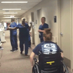 mydarlingwhatifyoufly:  palpatween:  noglutesnoglory:  quadguyin-china:  sizvideos:  Girl who was paralyzed for 11 days surprises her nurseVideo  That woman is what a nurse is. Your pain is their pain. Your success is their joy. I love nurses.  She jumps!