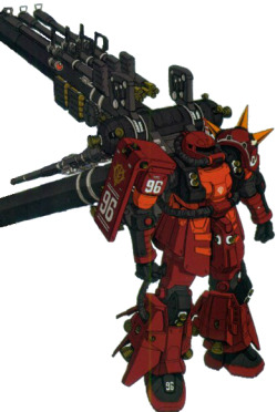 the-three-seconds-warning:  MS-06R Zaku High Mobility Type (Reuse “P” Device)  The MS-06R Zaku High Mobility Type (Reuse “P” Device) is a prototype mobile suit from Mobile Suit Gundam Thunderbolt. It is piloted by Daryl Lorenz.  The MS-06R Zaku