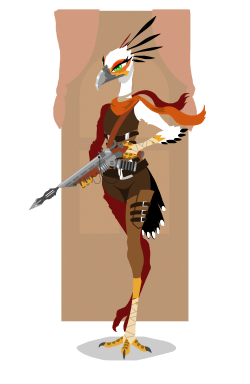 The Cunning Mathilda Moore - by PhlegraOfMystery HELL YES look at this awesome sec.bird lady (and her awesome speargun)